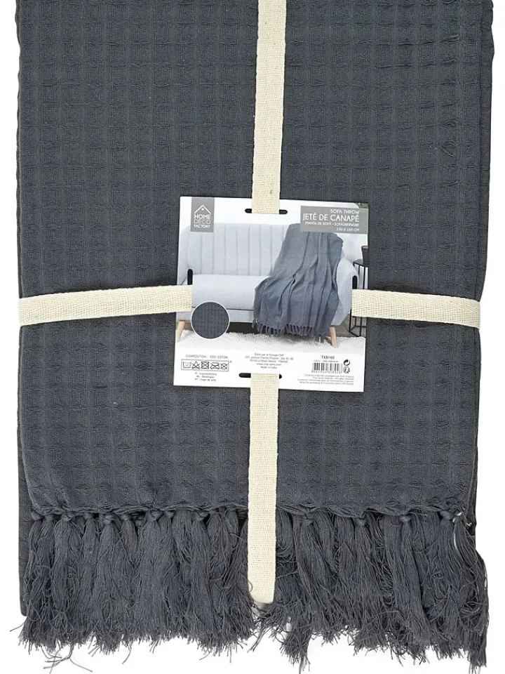 THE HOME DECO FACTORY Wohndecken & Plaids<Plaid in Anthrazit - (L)160 x (B)130 cm