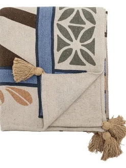 Bloomingville Wohndecken & Plaids<Plaid "Rudaur" in Blau/ Creme - (L)160 x (B)130 cm