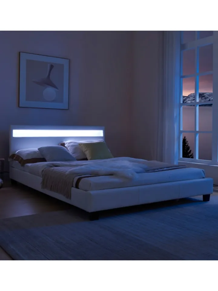 Corium Betten & Matratzen<Polsterbett Paris Kunstleder mit LED in Weiß (B)140cm
