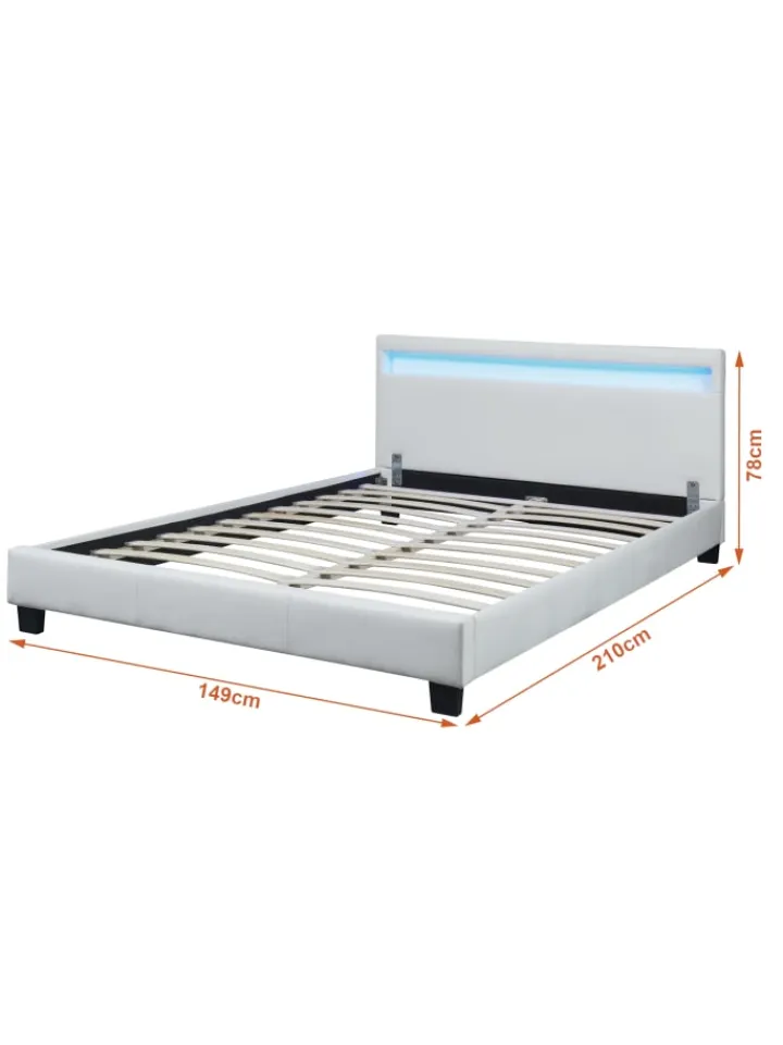 Corium Betten & Matratzen<Polsterbett Paris Kunstleder mit LED in Weiß (B)140cm