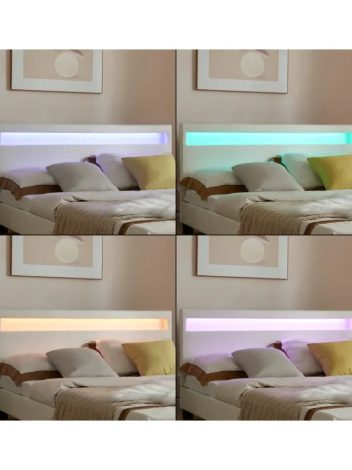Corium Betten & Matratzen<Polsterbett Paris Kunstleder mit LED in Weiß (B)140cm
