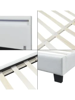 Corium Betten & Matratzen<Polsterbett Paris Kunstleder mit LED in Weiß (B)140cm