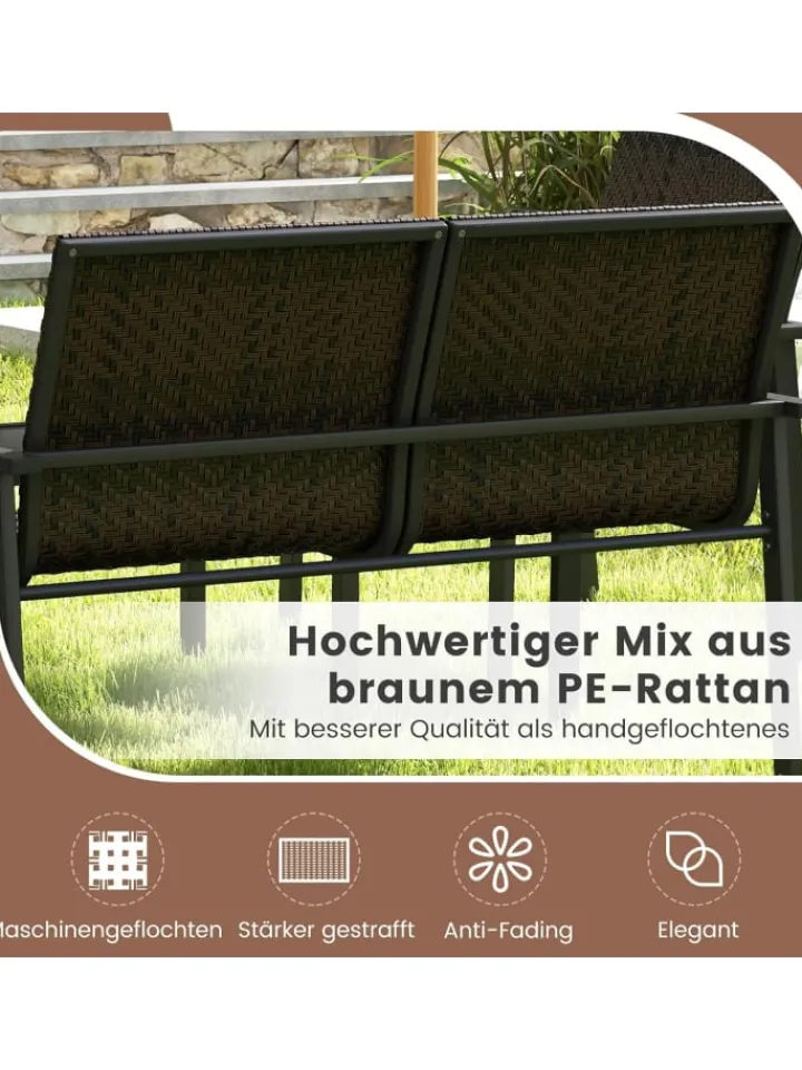 COSTWAY Gartenmöbel<Polyrattan Gartenmöbel 4-tlg Set in Braun