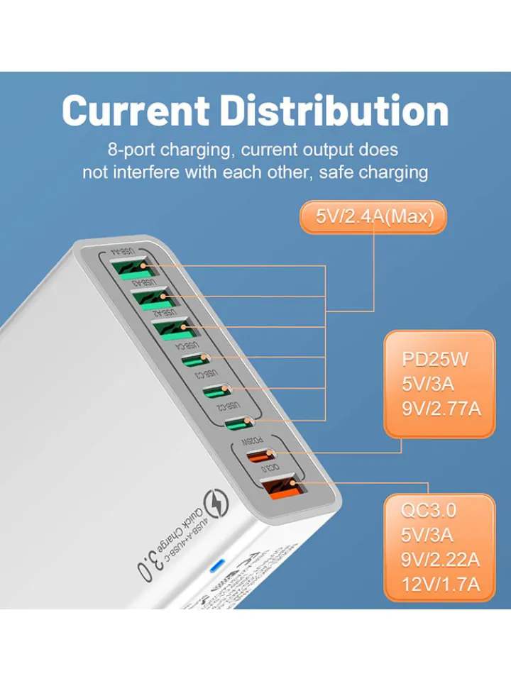 SmartCase Technikzubehör<8-Port-Netzadapter in Weiß