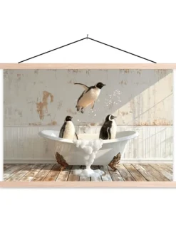 MuchoWow Wanddekoration<Poster mit Leiste Pinguine (BxH)