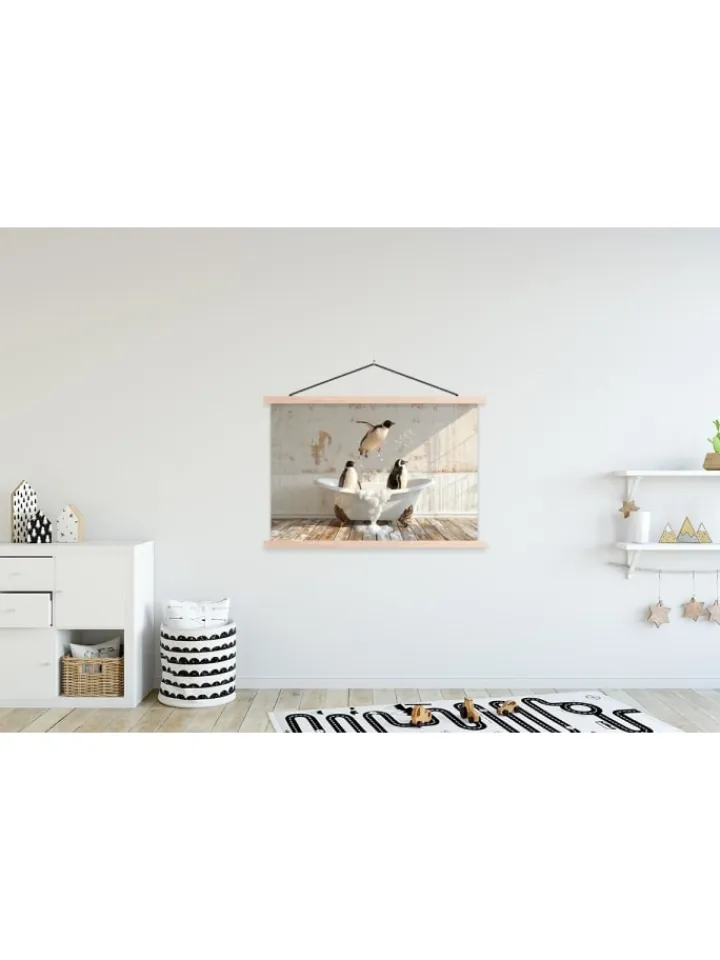 MuchoWow Wanddekoration<Poster mit Leiste Pinguine (BxH)