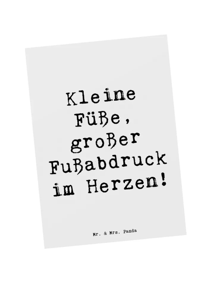 Mr. & Mrs. Panda Partyzubehör & -Dekoration<Postkarte Kind Fußabdruck mit Spruch in Weiß