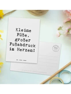 Mr. & Mrs. Panda Partyzubehör & -Dekoration<Postkarte Kind Fußabdruck mit Spruch in Weiß