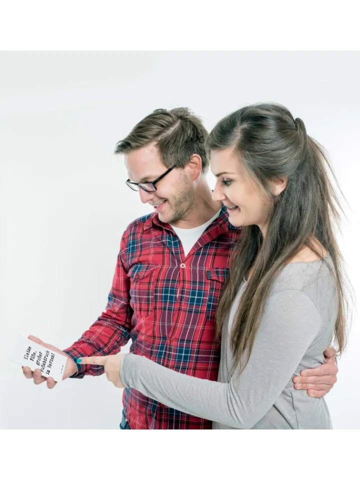 Mr. & Mrs. Panda Partyzubehör & -Dekoration<Postkarte Kind Fußabdruck mit Spruch in Weiß
