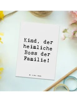 Mr. & Mrs. Panda Partyzubehör & -Dekoration<Postkarte Kind Heimliche Führungskraft mit Spruch in Weiß