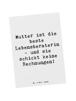 Mr. & Mrs. Panda Partyzubehör & -Dekoration<Postkarte Mama Ratschläge mit Spruch in Weiß