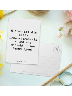 Mr. & Mrs. Panda Partyzubehör & -Dekoration<Postkarte Mama Ratschläge mit Spruch in Weiß