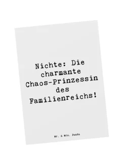 Mr. & Mrs. Panda Partyzubehör & -Dekoration<Postkarte Nichte Chaos-Prinzessin mit Spruch in Weiß