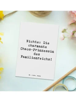 Mr. & Mrs. Panda Partyzubehör & -Dekoration<Postkarte Nichte Chaos-Prinzessin mit Spruch in Weiß