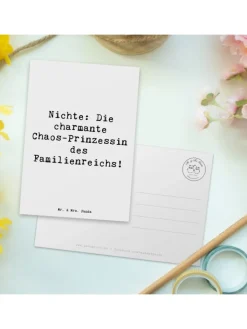 Mr. & Mrs. Panda Partyzubehör & -Dekoration<Postkarte Nichte Chaos-Prinzessin mit Spruch in Weiß