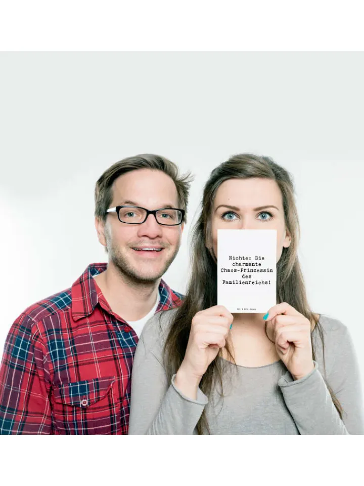 Mr. & Mrs. Panda Partyzubehör & -Dekoration<Postkarte Nichte Chaos-Prinzessin mit Spruch in Weiß