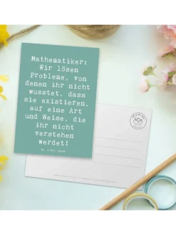 Mr. & Mrs. Panda Partyzubehör & -Dekoration<Postkarte Spruch Mathematiker Magie mit Spruch in Meeresbrise
