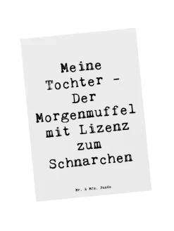 Mr. & Mrs. Panda Partyzubehör & -Dekoration<Postkarte Tochter Morgenmuffel mit Spruch in Weiß