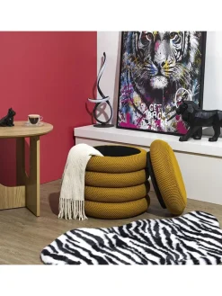Rétro Chic Sitzmöbel<Pouf ''Atome'' in Ocker - (H)44 x Ø 38 cm