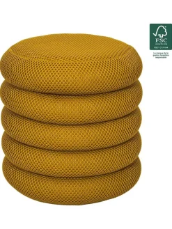 Rétro Chic Sitzmöbel<Pouf ''Atome'' in Ocker - (H)44 x Ø 38 cm