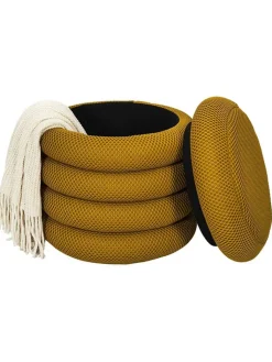 Rétro Chic Sitzmöbel<Pouf ''Atome'' in Ocker - (H)44 x Ø 38 cm