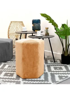 Rétro Chic Sitzmöbel<Pouf "Giulia" in Senf - (H)35 x Ø 35 cm