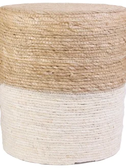 Ethnical Life Sitzmöbel<Pouf in Hellbraun/ Creme - (H)41 x Ø 35,5 cm