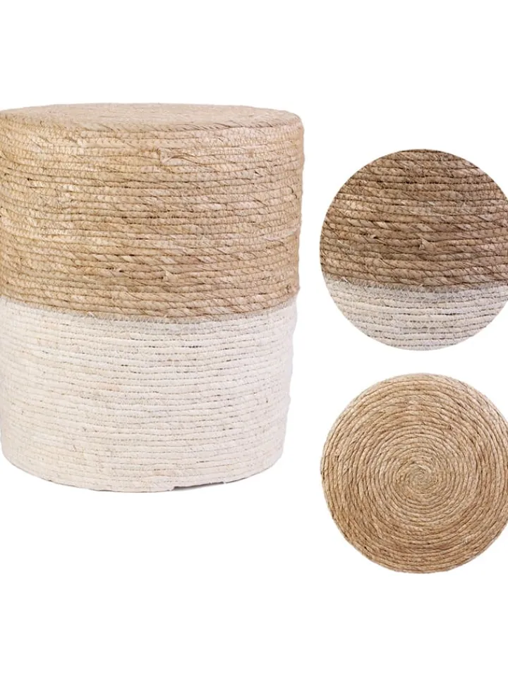 Ethnical Life Sitzmöbel<Pouf in Hellbraun/ Creme - (H)41 x Ø 35,5 cm