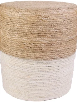 Ethnical Life Sitzmöbel<Pouf in Hellbraun/ Creme - (H)41 x Ø 35,5 cm