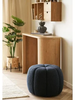 House Nordic Sitzmöbel<Pouf "Paisley" in Dunkelblau - (H)38 x Ø 48 cm