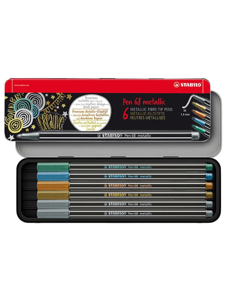 STABILO Büro- & Schulbedarf<Premium-Filzstifte '' Pen 68 metallic'' - 6 Stück