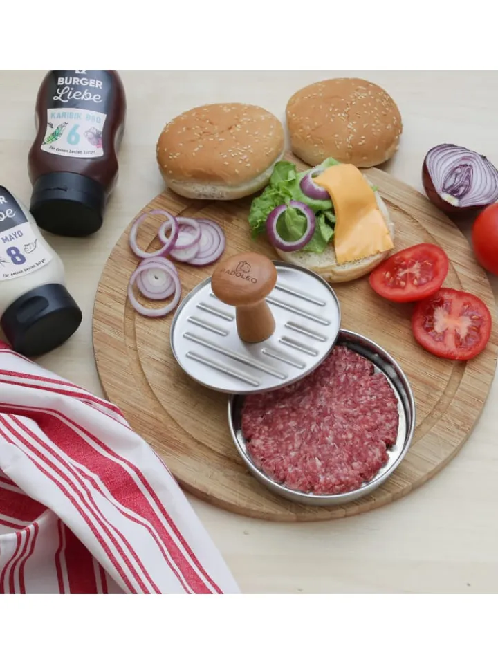 RADOLEO Grillen<Profi Burgerpresse Edelstahl in silber