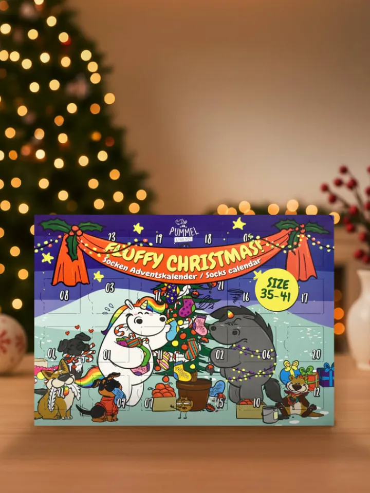 Pummeleinhorn Adventskalender<Socken Adventskalender mit 12 Paar kurz und lang in Mehrfarbig