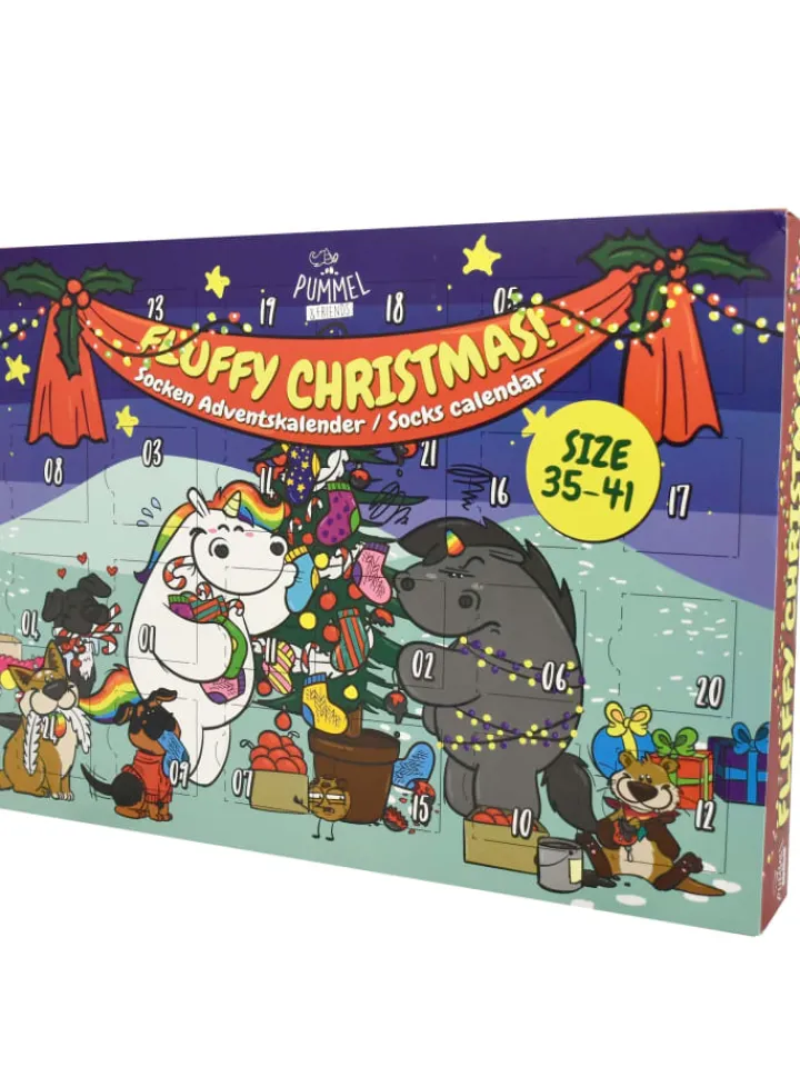 Pummeleinhorn Adventskalender<Socken Adventskalender mit 12 Paar kurz und lang in Mehrfarbig