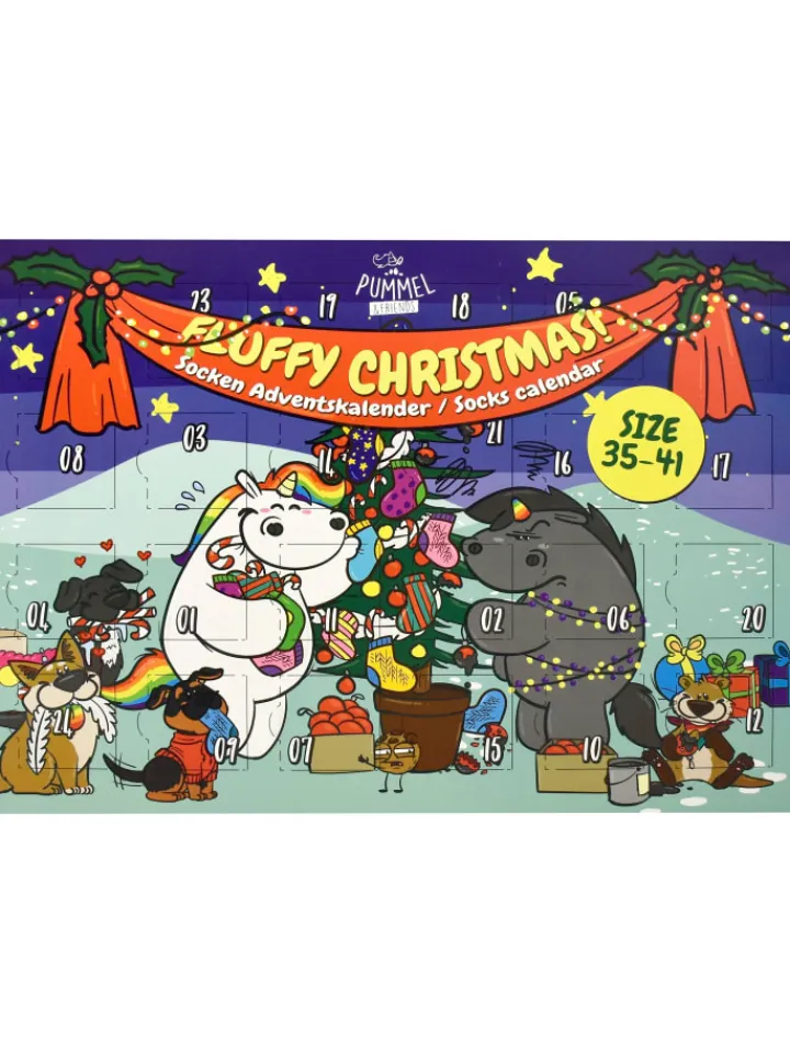 Pummeleinhorn Adventskalender<Socken Adventskalender mit 12 Paar kurz und lang in Mehrfarbig