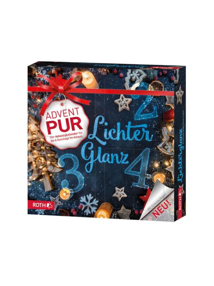 ROTH Adventskalender<PUR Adventskalender mit nur 4 Türchen, gefüllt – Lichterglanz in Bunt