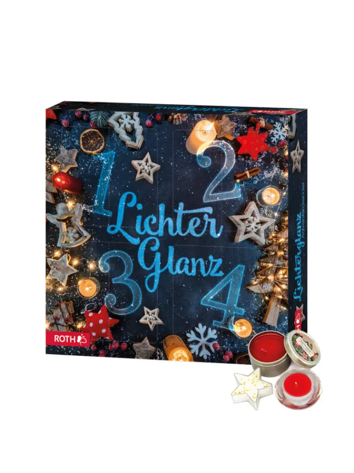ROTH Adventskalender<PUR Adventskalender mit nur 4 Türchen, gefüllt – Lichterglanz in Bunt