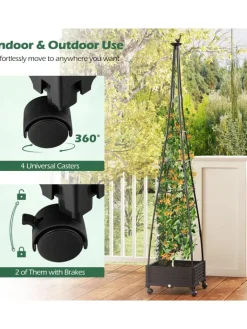 COSTWAY Pflanzen & Zubehör<Rankhilfe mit Blumenkasten 206cm in Schwarz