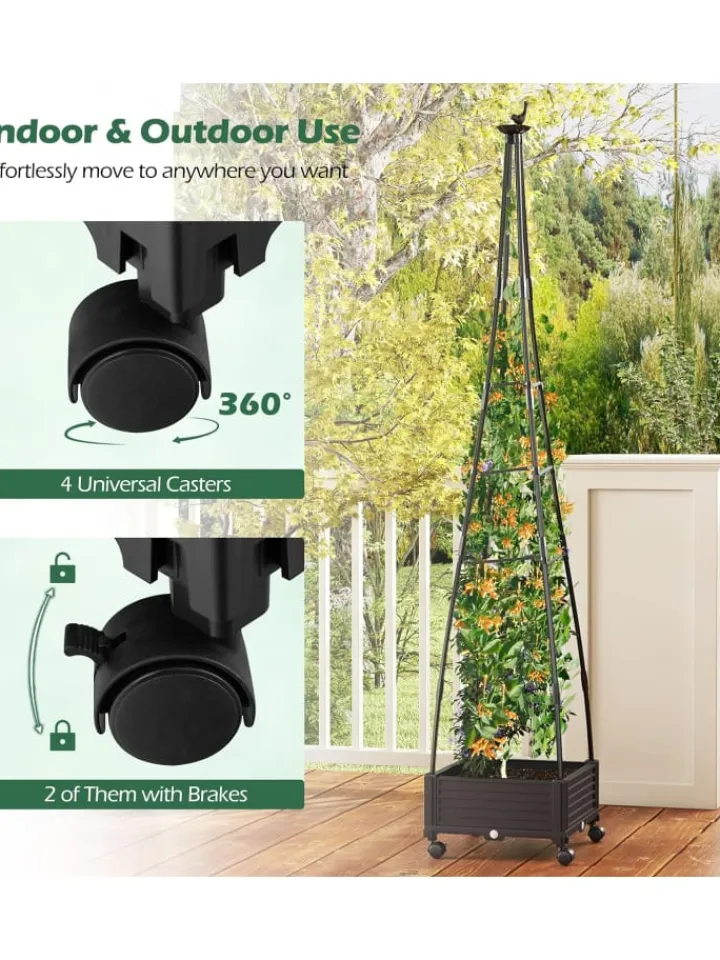 COSTWAY Pflanzen & Zubehör<Rankhilfe mit Blumenkasten 206cm in Schwarz