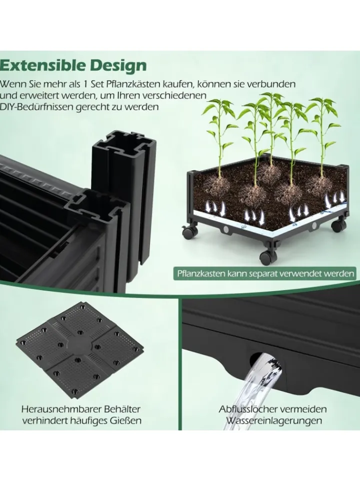 COSTWAY Pflanzen & Zubehör<Rankhilfe mit Blumenkasten 206cm in Schwarz