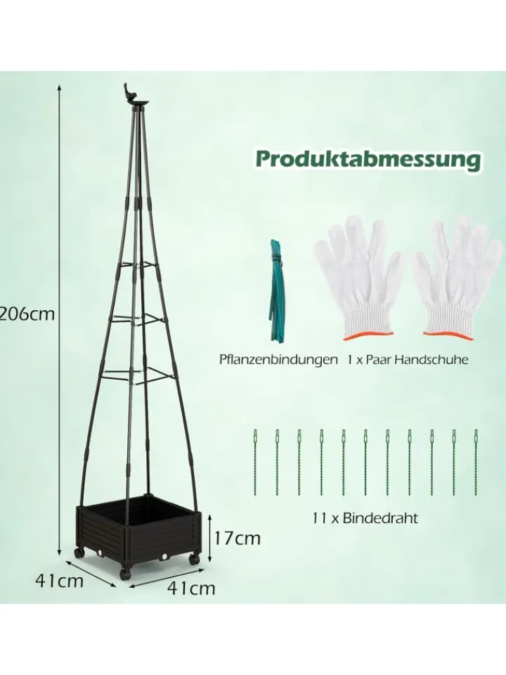COSTWAY Pflanzen & Zubehör<Rankhilfe mit Blumenkasten 206cm in Schwarz