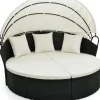 COSTWAY Gartenmöbel<Rattan Sonneninsel mit Baldachin 187x180x157cm in Schwarz
