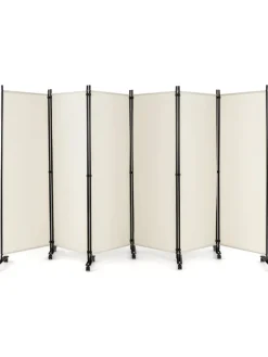 COSTWAY Paravents<Raumteiler 6 tlg. 172cm in Beige