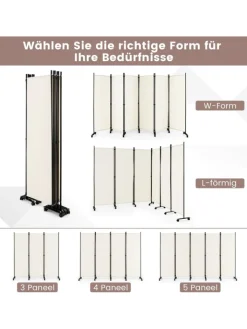 COSTWAY Paravents<Raumteiler 6 tlg. 172cm in Beige