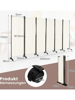 COSTWAY Paravents<Raumteiler 6 tlg. 172cm in Beige