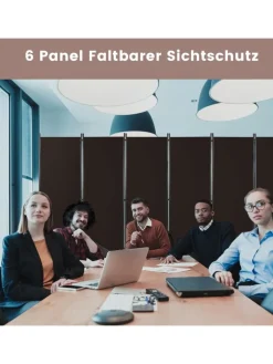 COSTWAY Paravents<Raumteiler 6 tlg. 172cm in Braun