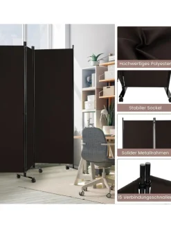 COSTWAY Paravents<Raumteiler 6 tlg. 172cm in Braun