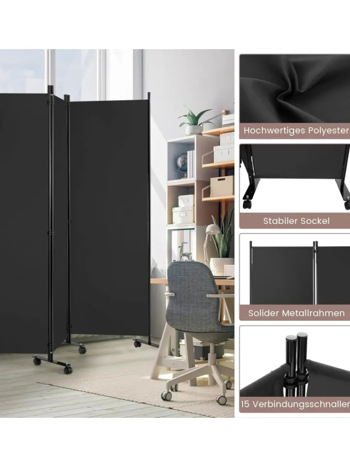 COSTWAY Paravents<Raumteiler 6 tlg. 172cm in Grau