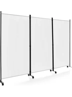 COSTWAY Paravents<Raumteiler 3 tlg. 180cm in Weiß