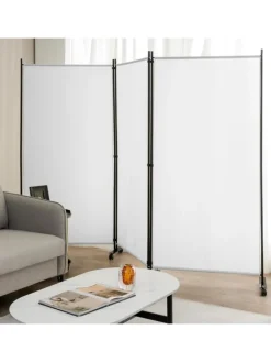 COSTWAY Paravents<Raumteiler 3 tlg. 180cm in Weiß